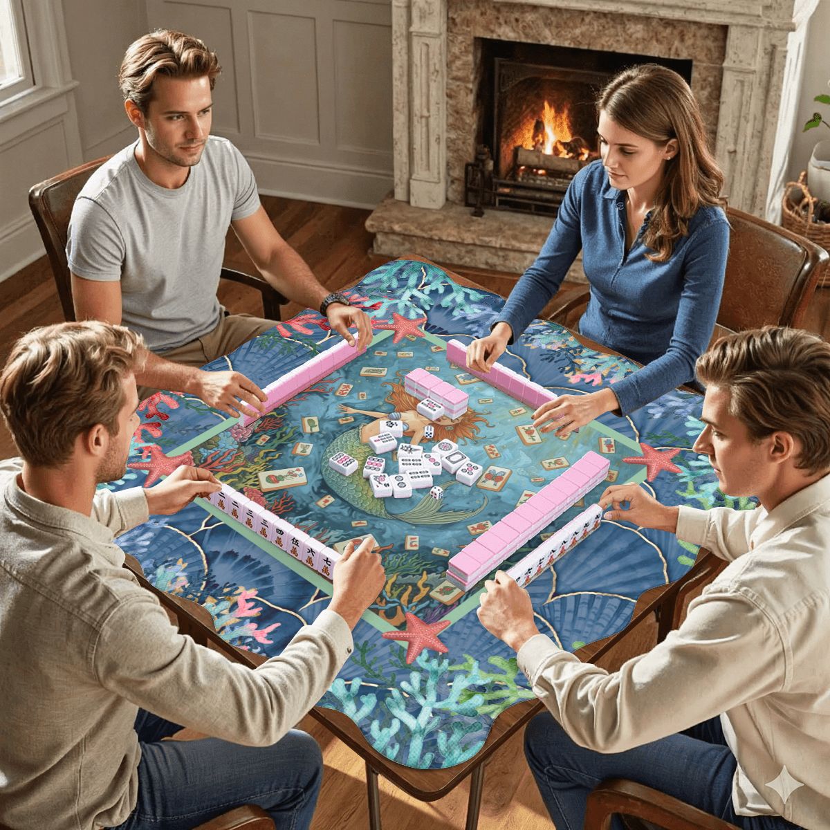 Under The Sea Mermaid Scalloped Mahjong Mat