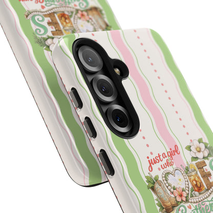 Just a Girl, Who Loves Southern Charm and Mahjong Preppy Pastel Phone Cases - Splash of Color Co.