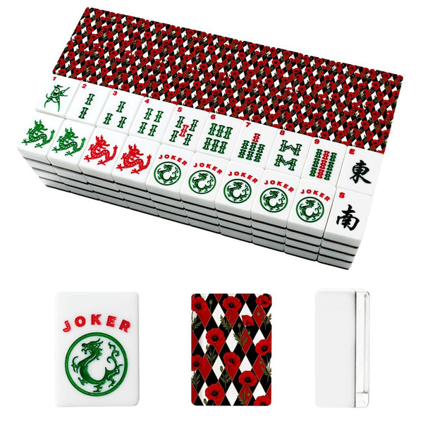 Harlequin Romance Red Poppy Play American Mahjong Tiles And Carry Case - Splash Of Mahj And Color Co.