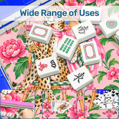 Chinoiserie Chic Leopard Round Mahjong Mat - Splash Of Mahj And Color Co.
