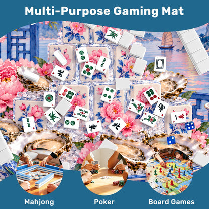 Pearls of the Mahj Sea Oyster Mahjong Mat Sleek Surface - Splash Of Mahj And Color Co.