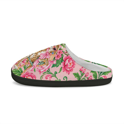 Diva Leopard Chinoiserie Plush House Slippers