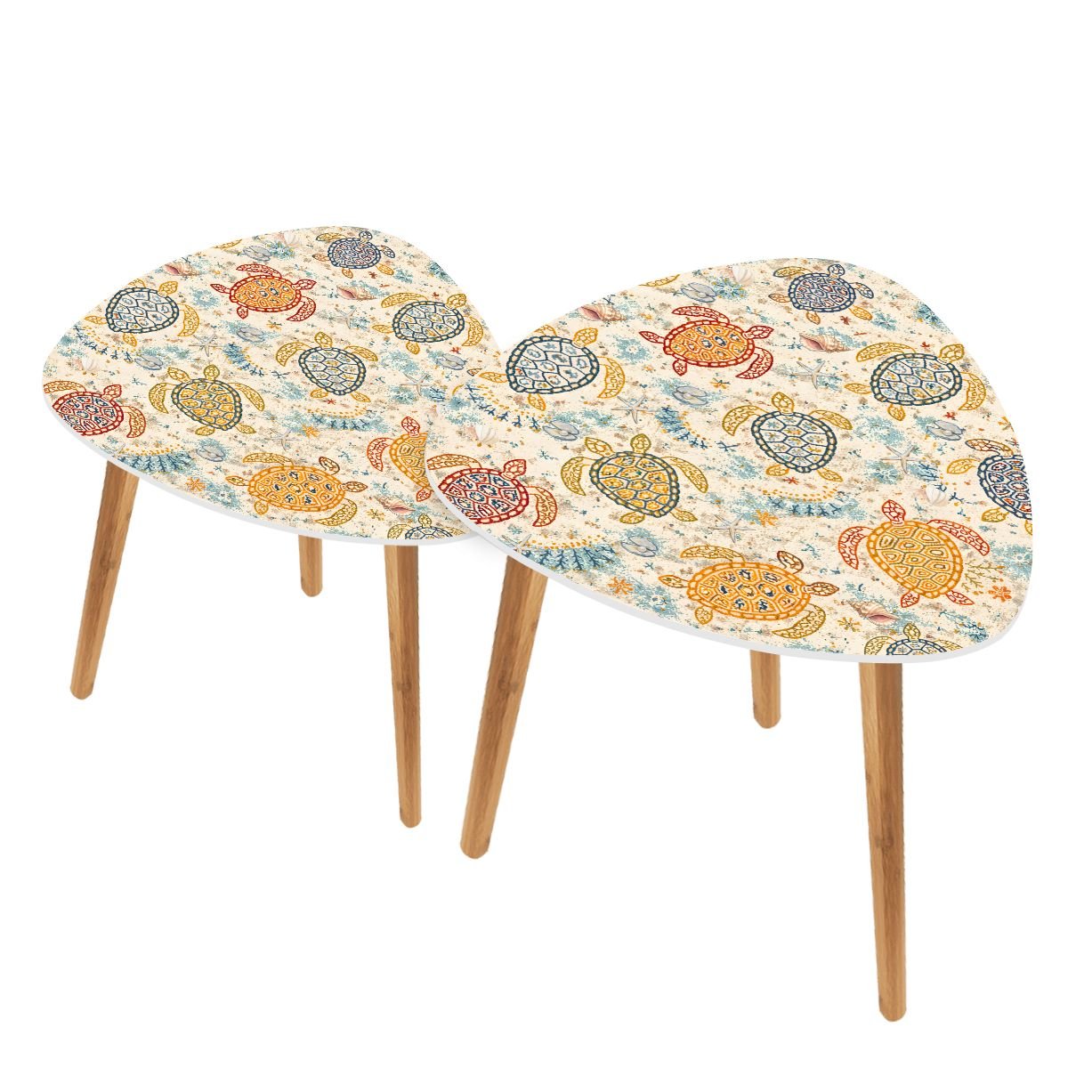 Off The Almafi Coast, Sea Turtles Modern Nesting Tables - Splash of Color Co.
