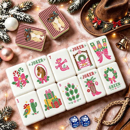 The Higher The Hair Countrygirl Western Christmas Mahjong Tiles And Carry Case