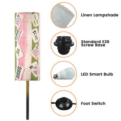 Mahjong Tiled Designed Pink Green Striped Reading Nook Floor Lamp