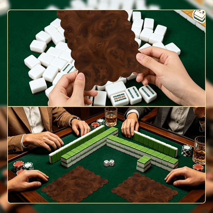 Faux Leather Tuscan Scalloped Mahjong Shuffler Cards  Set of 4