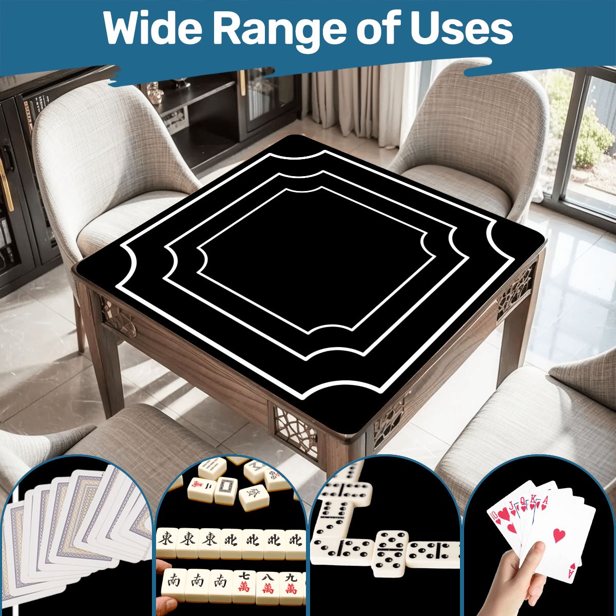 Plain And Simple Minimalist Black Mahjong Mat - Splash of Color Co.