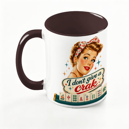Funny Mahjong Mug, I Don't Give A Crak Large Colorful Mug (15oz)