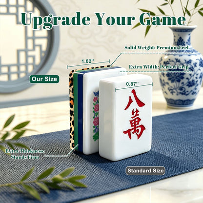 Wild Side Leopard Print Chinoiserie Chic American Mahjong Tiles And Carry Case - Splash Of Mahj And Color Co.