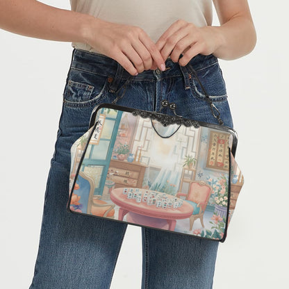 Mahjong Tea Room Vintage Watercolor Kisslock Purse - Splash of Color Co.