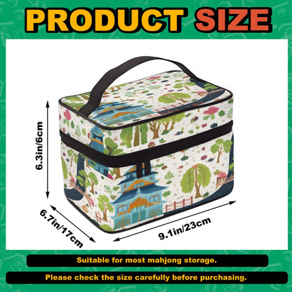 Chinoiserie Asian Garden Pagodas Portable Mahjong Tile Bag - Splash of Color Co.