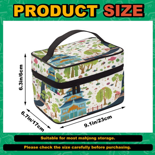 Chinoiserie Asian Garden Pagodas Portable Mahjong Tile Bag - Splash of Color Co.