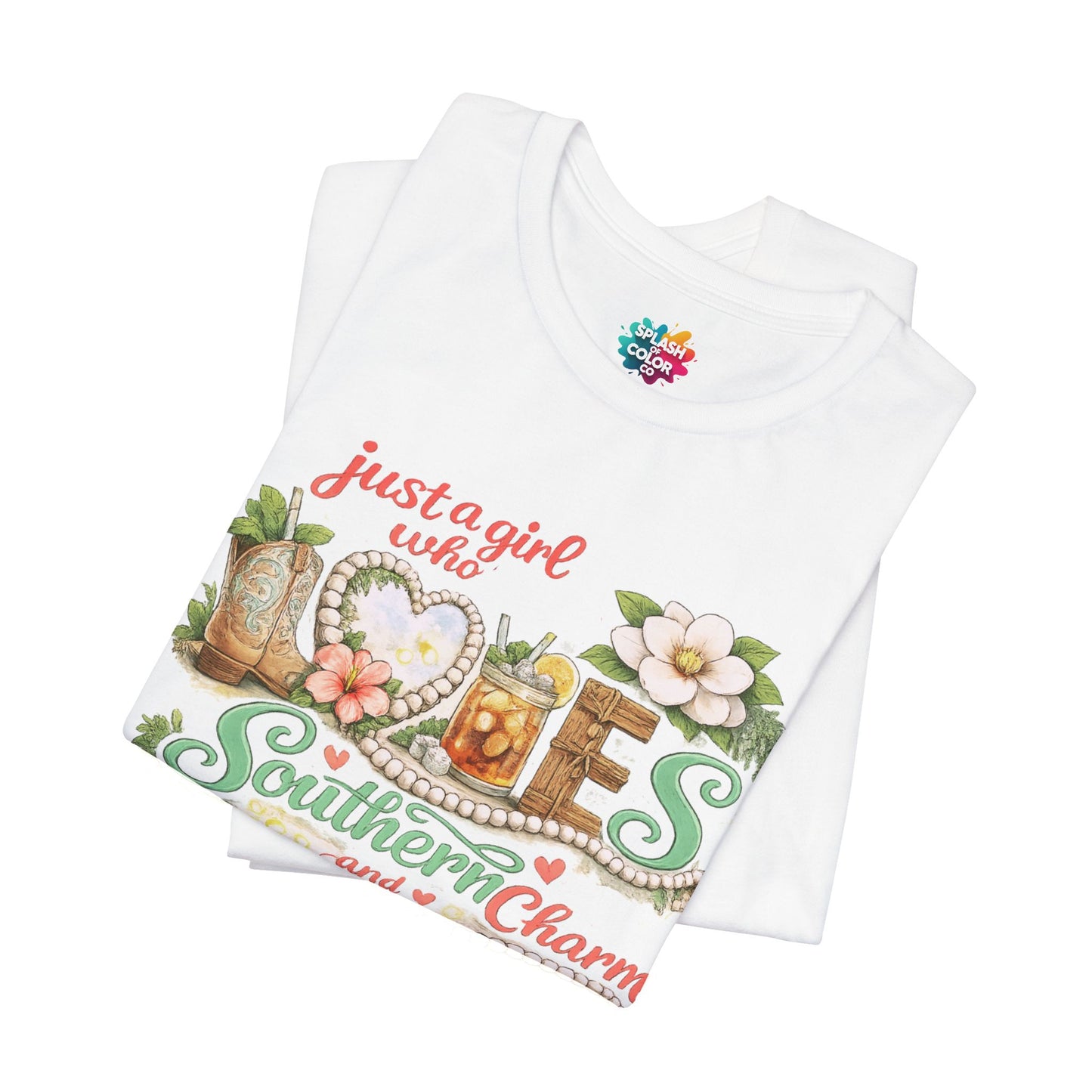 Just a Girl Who Loves Southern Charm Mahjong tee | Floral Mahjong Tiles Shirt - Splash of Color Co.