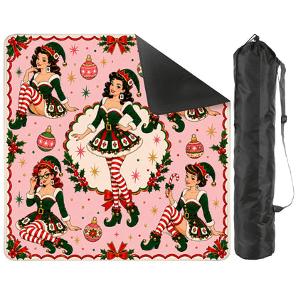 Sexy Vixen Madge Christmas Elves Mahjong Christmas Mat - Splash Of Mahj And Color Co.