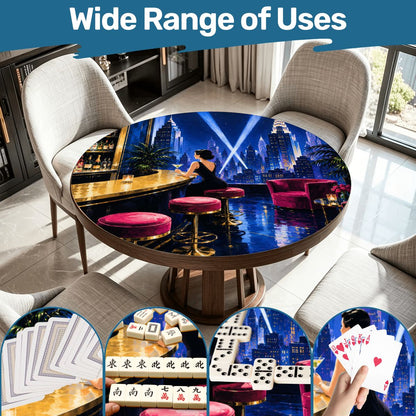 Midnight At The Oasis Art Deco Glam Round Mahjong Mat