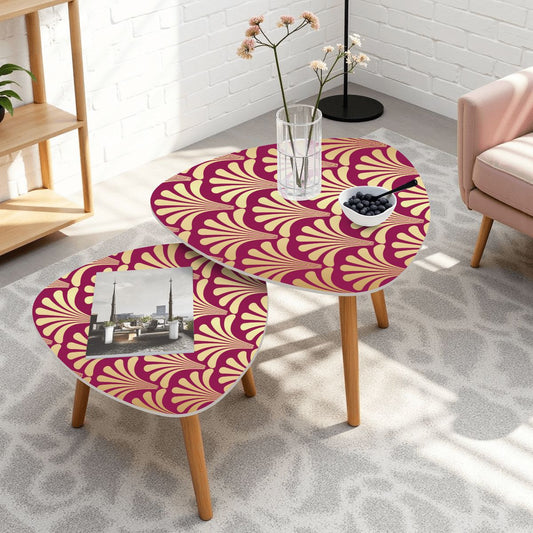 Art Deco Modern Nesting Tables In Burgundy And Gold - Splash of Color Co.