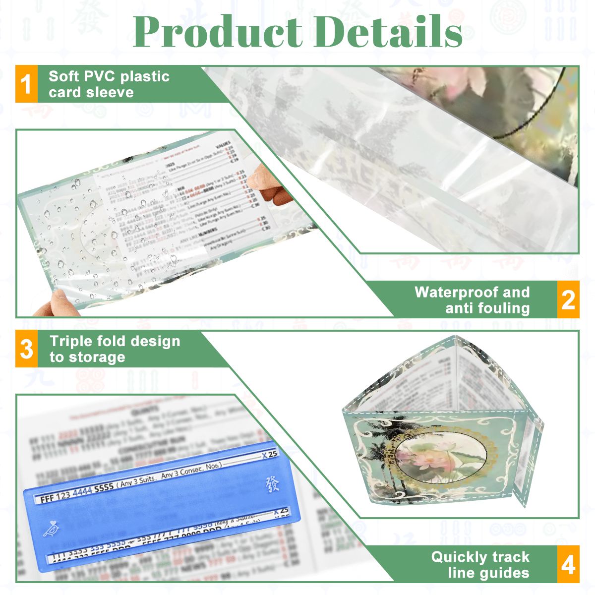 Sage Island Imperial Palm Heritage Collection 4 Mahjong Card Holder with Line Finder - Splash of Color Co.