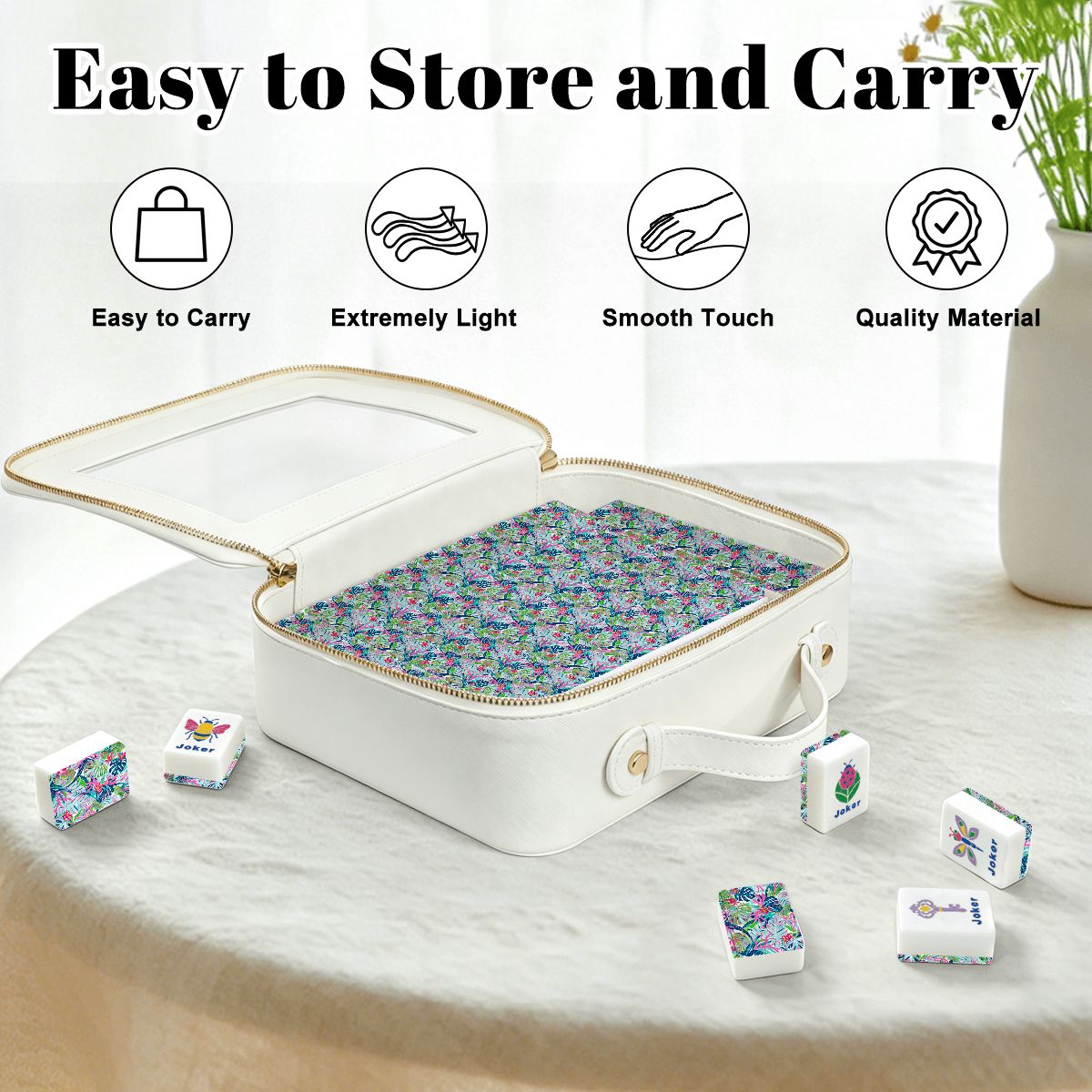 Preppy Pastel Lilly On The Lanai Floral Garden Mahjong Tiles And Carry Case