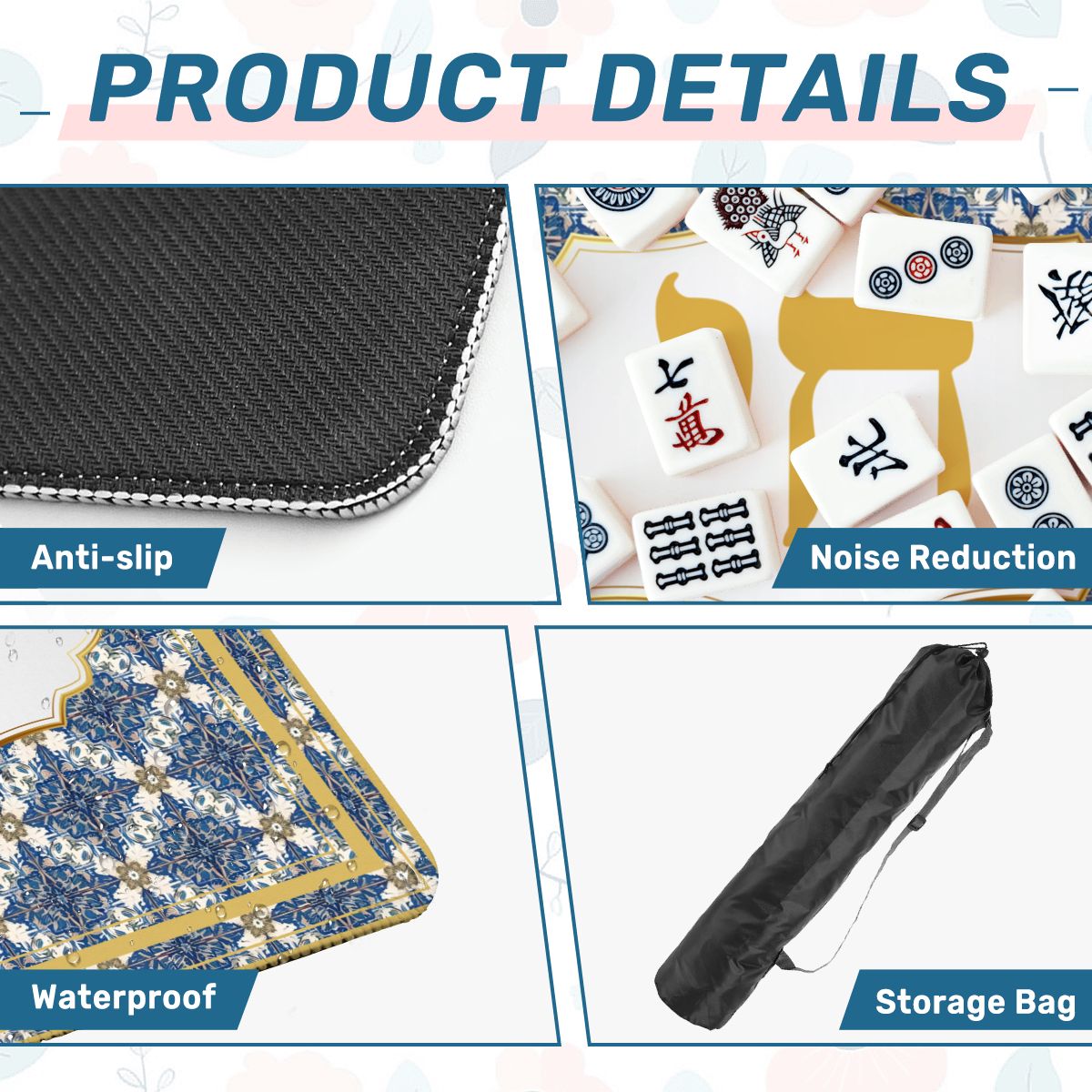 Chai Royale Jewish Designed Lucky Number 18 Mahjong Mat - Splash of Color Co.