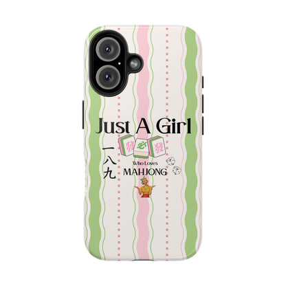 Just A Girl Who Loves Mahjong Phone Case | Mahjong Tiles Pattern - Splash of Color Co.