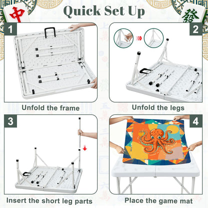 Whimsical Nautical Octopus Mini Mahj Mat And Foldable Mahjong Table - Splash of Color Co.