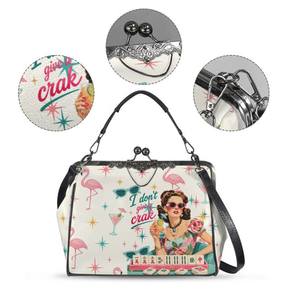 Funny Mahjong I Don't Give A Crak Kisslock Crossbody Shoulder Bag(Model 1752)