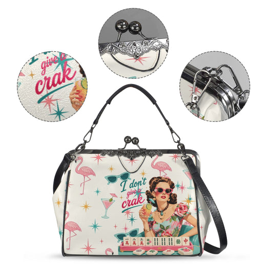 Funny Mahjong I Don't Give A Crak Kisslock Crossbody Shoulder Bag(Model 1752) - Splash Of Mahj And Color Co.