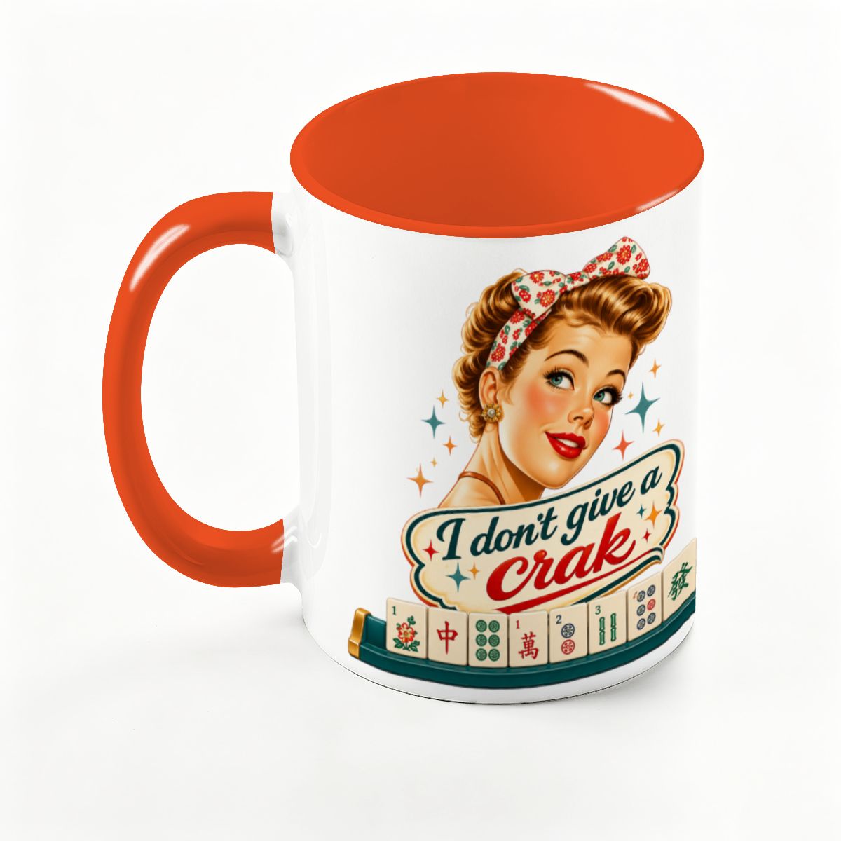 Funny Mahjong Mug, I Don't Give A Crak Large Colorful Mug (15oz)
