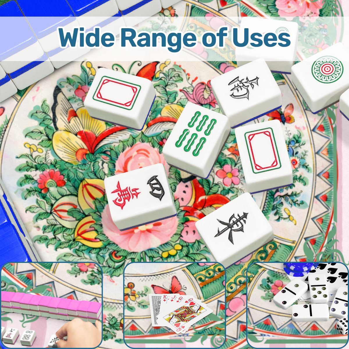 Vintage Chinese Rose Canton Chinoiserie Mahjong Mat - Splash of Color Co.