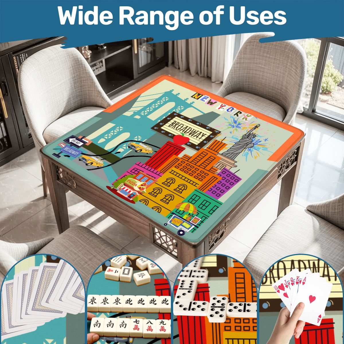 NYC On Broadway New York Cityscape Mahjong Mat - Splash of Color Co.