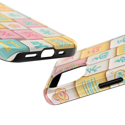 Pastel Mahjong Tile Phone Case | Cute Asian Game Pattern, Durable Protective Case - Splash of Color Co.