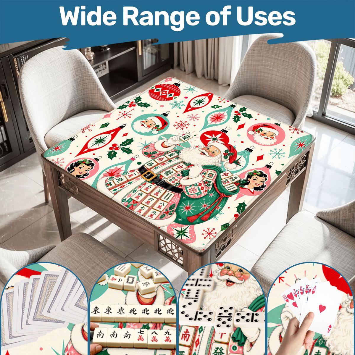 Jolly Nostalgic Santa Christmas Mahjong Mat