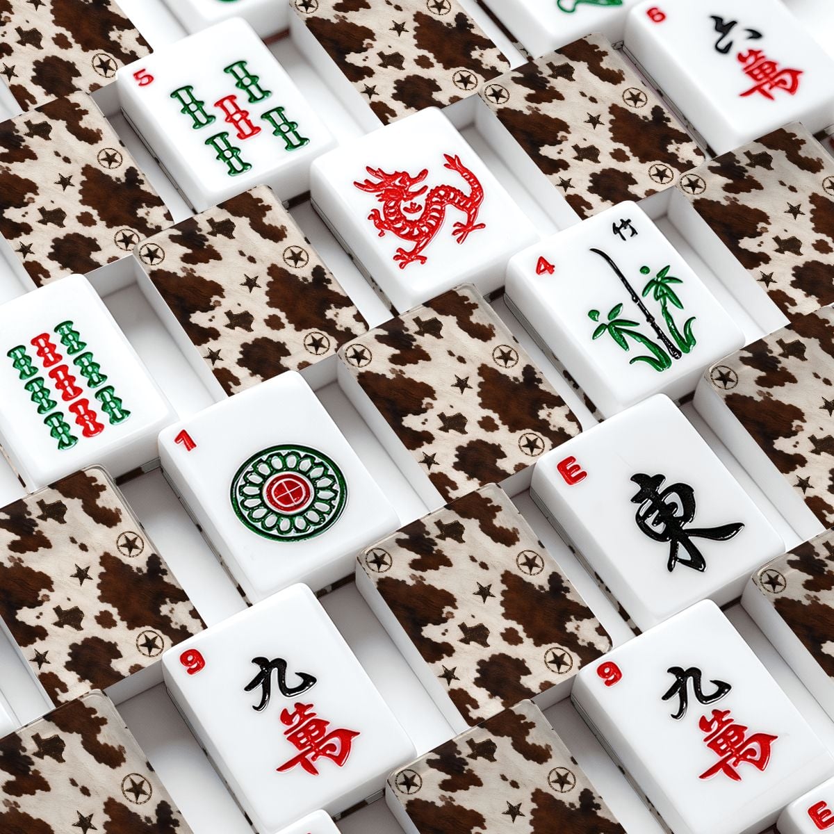Texas Cowhide Lonestar American Mahjong Tiles And Carry Case - Splash Of Mahj And Color Co.