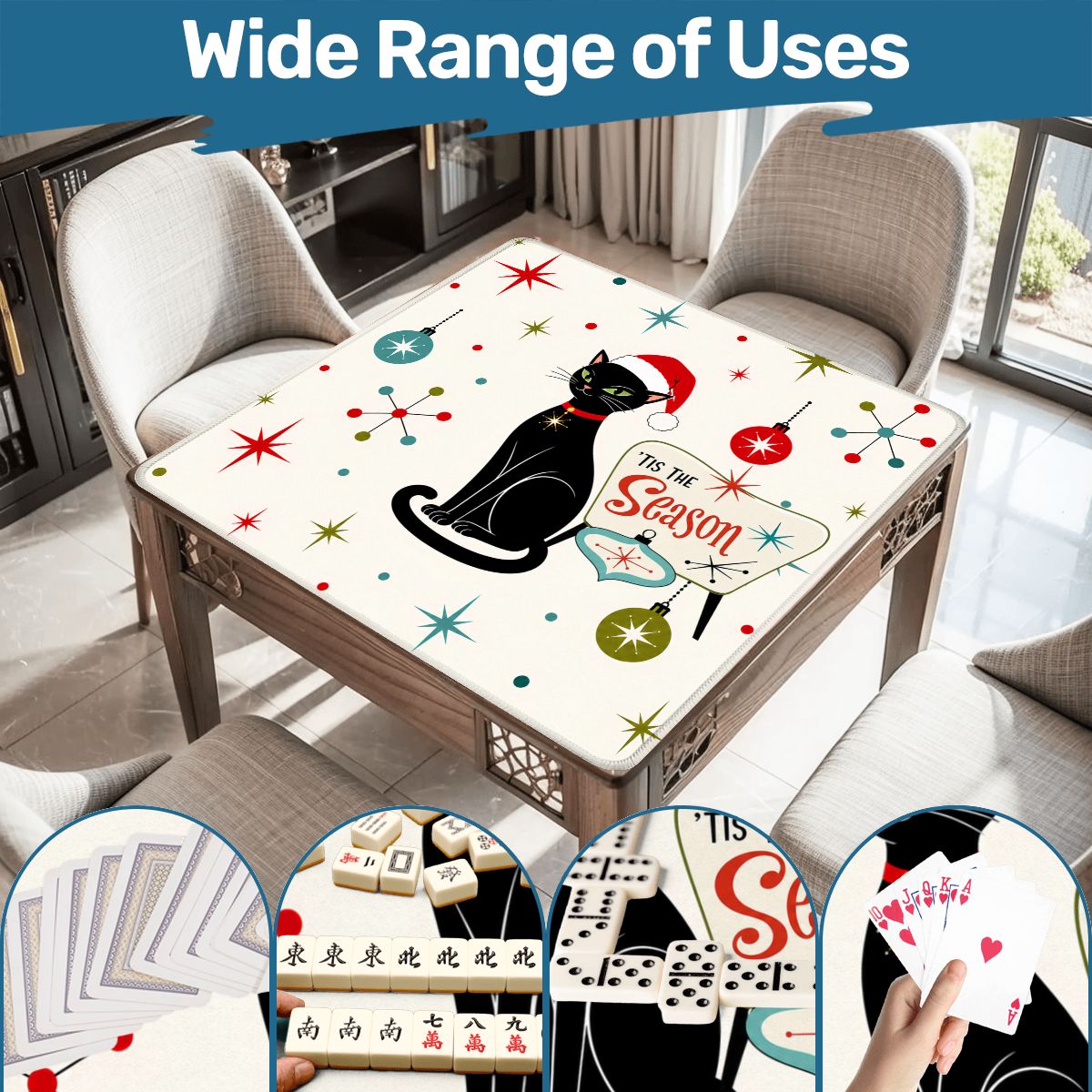 Tis The Season Grumpy Cat Christmas Mahjong Mat - Splash Of Mahj And Color Co.