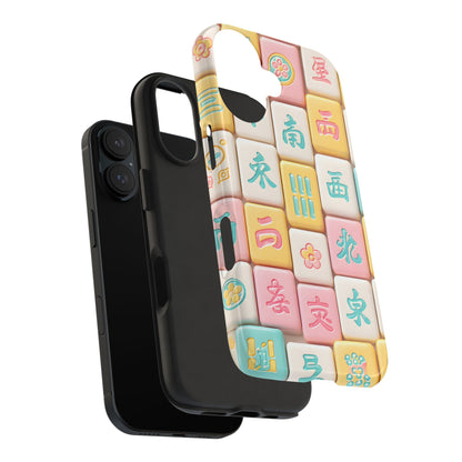 Pastel Mahjong Tile Phone Case | Cute Asian Game Pattern, Durable Protective Case - Splash of Color Co.