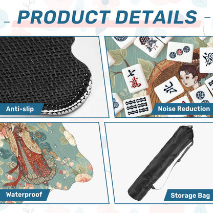 Asian Floral Blossom Geisha Girl Scalloped Mahjong