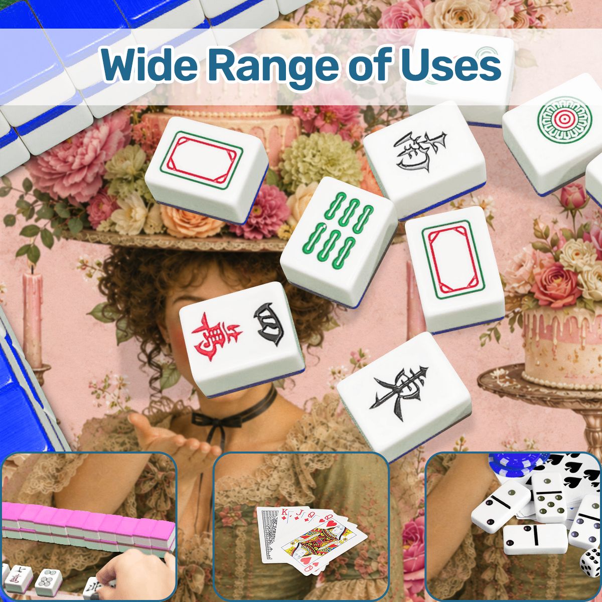 Victorian Birthday Girl, Cheeky Fun Celebration Mahjong Mat - Splash Of Mahj And Color Co.