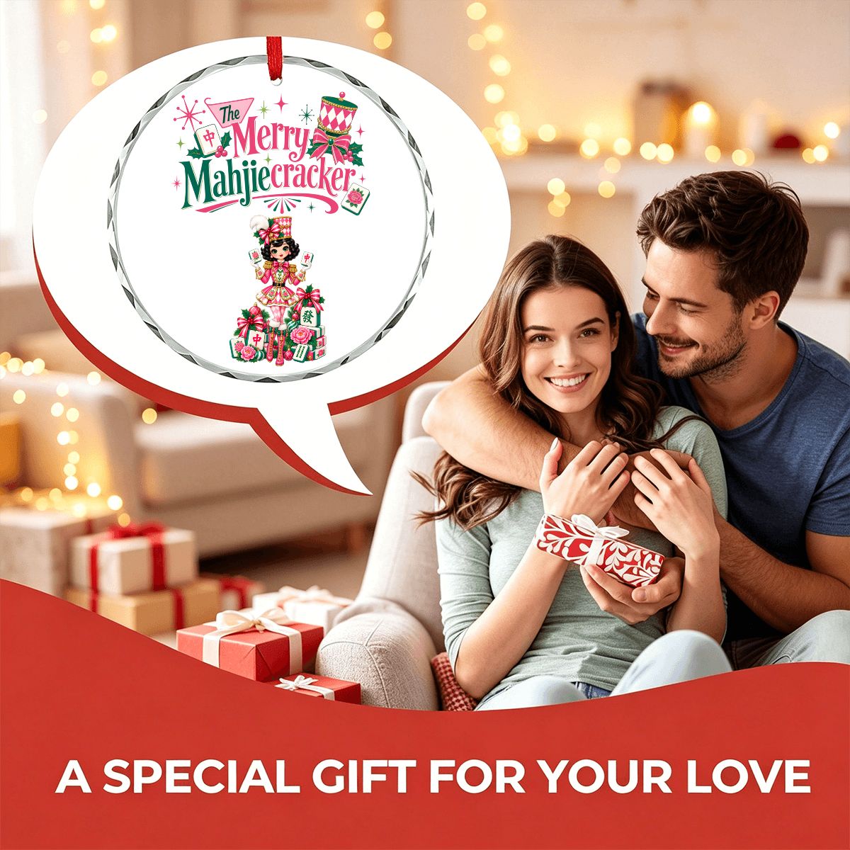 The Merry Mahjiecracker Mahjong Lover Christmas Glass Ornament