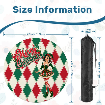 Merry Madge Christmas Harlequin Designed Round Mahjong Mat - Splash Of Mahj And Color Co.
