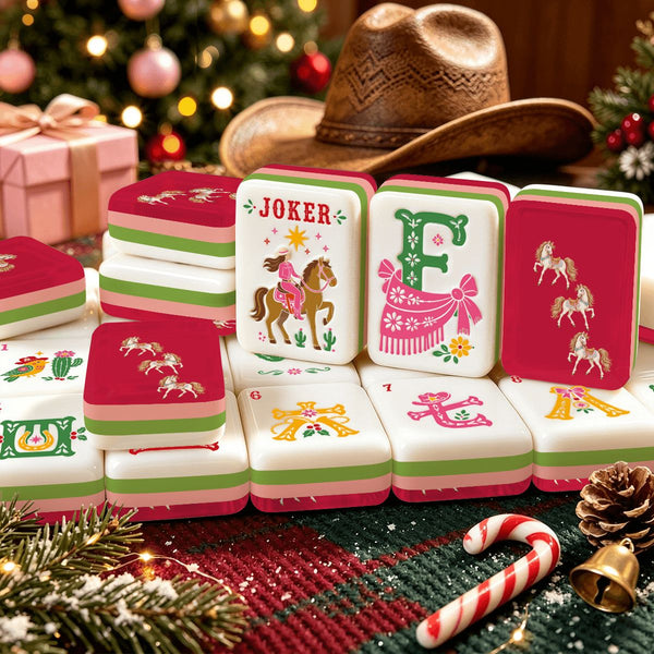Merry Mahj Western Christmas Mahjong Tiles And Carry Case