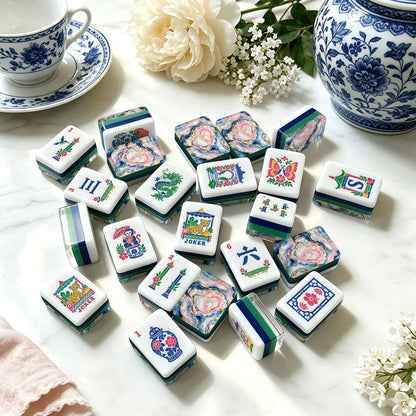 Pearls of the Mahj Sea Chinoiserie Chic American Mahjong Tiles And Carry Case - Splash Of Mahj And Color Co.
