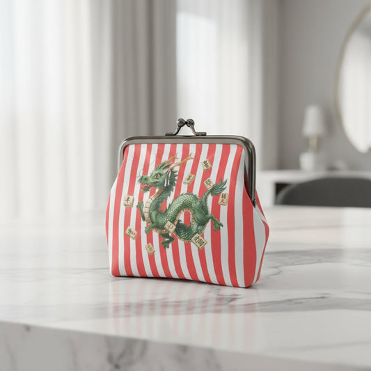 Dragontales Mahjong Women's Leather Kiss Lock Coin Purse - Splash Of Mahj And Color Co.