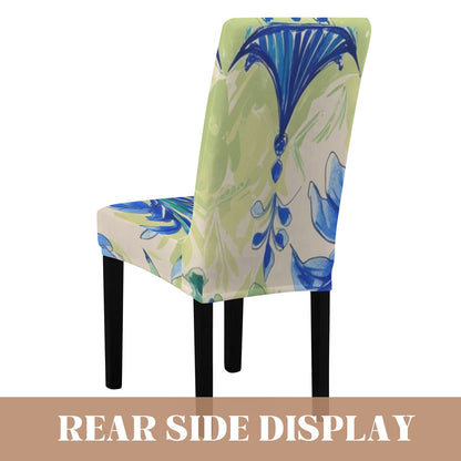 Chinoiserie Pagoda Asian Zen Green Blue Watercolor Designed Chair Covers Custom Chair Covers - Splash of Color Co.