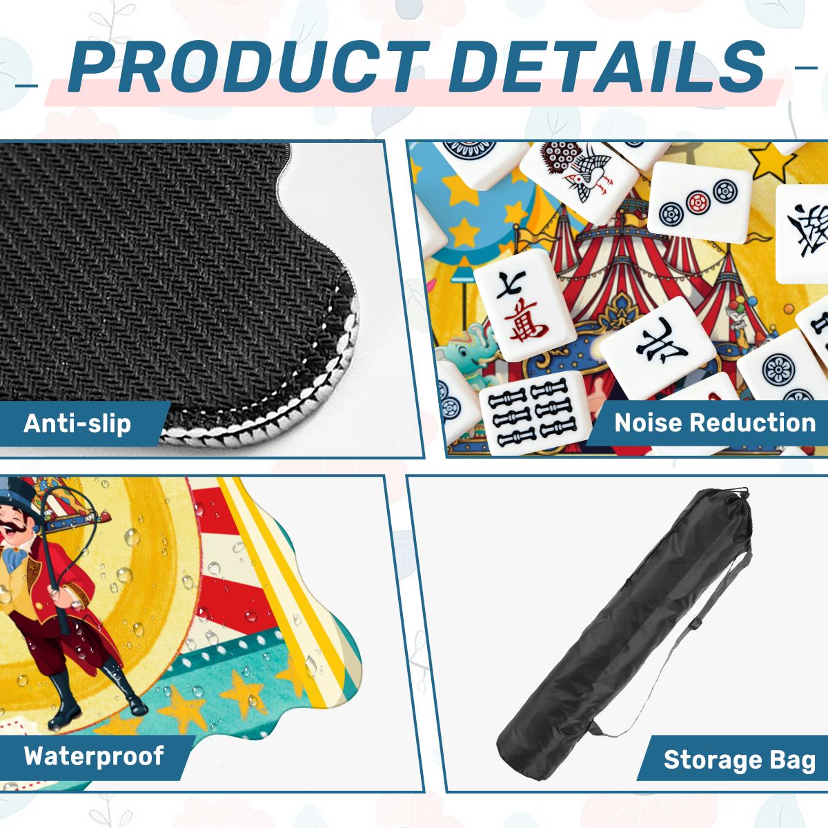 Send in the Clowns Circus Themed Scalloped Mahjong Mat - Splash of Color Co.