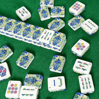 Asian Pagoda Green Blue Watercolor American Mahjong Pastel Chinoiserie Tiles And Carry Case