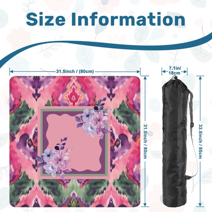 Mahjong Mat Ikat Watercolor Pink, Purple, Emerald Green Boho Mahj Mat