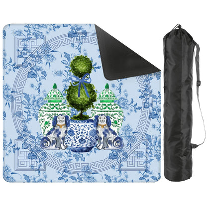 Staffordshire Dogs, Blue Chinoiserie Floral Mahjong Mat