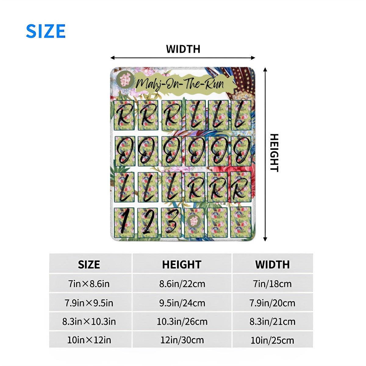 Mahj On The Run Floral Asian Chinoiserie Solo Practice Pads Roll And Go Stitched Edge (Vertical) - Splash of Color Co.