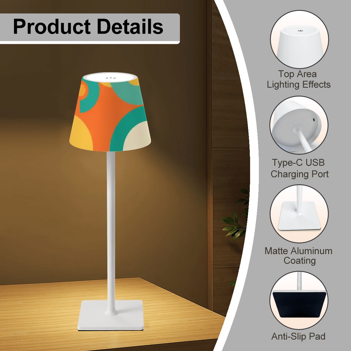 GeoFlare Modern Mahjong LED Cordless Table Lamp - Splash of Color Co.