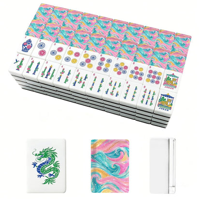 The Tide Is High Chinoiserie Engraved Mahjong Tiles And Carry Case - Splash Of Mahj And Color Co.
